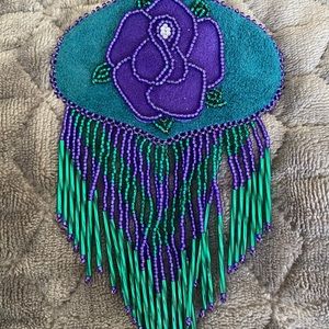 Leather rose bead alaska native handmade Barrette